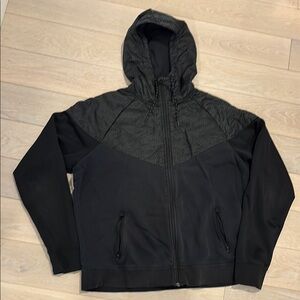 Nike Men's Black and Hooded sweatshirt with windbreaker trim. Size XL.